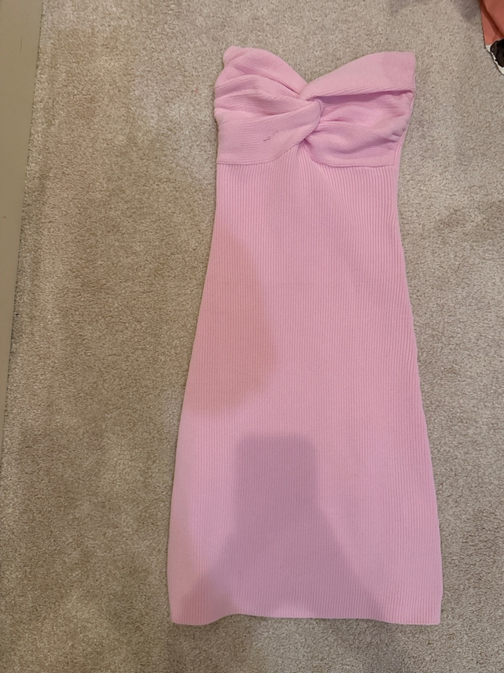 Strapless Twist-Bust Pink Bodycon Dress